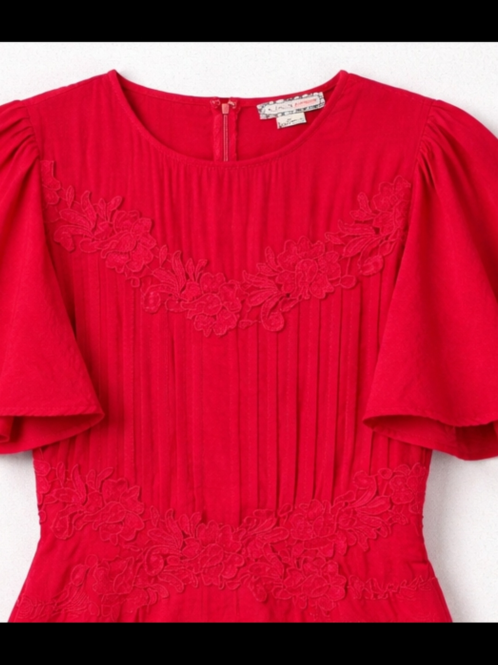 A. Calin by Flying Tomato Red Mini Dress | Lace Detail | Flowy Tiered | Medium - Picture 6 of 12